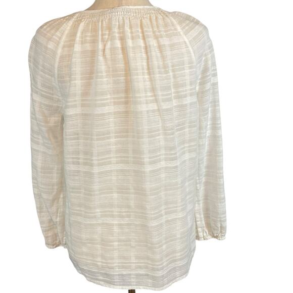 J. McLaughlin Button Front Peasant Blouse Top Long Sleeve White Women's Small - Picture 5 of 6